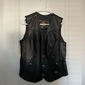 Harley Davidson black leather vest